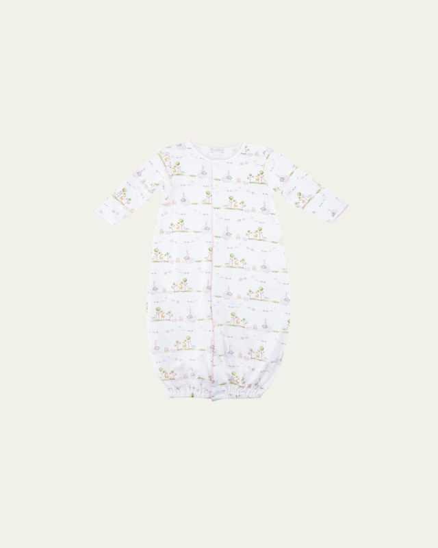 Noah's Ark Printed Convertible Sleep Gown, Size Newborn-Small